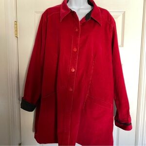 Vintage Denim & Co Barn Coat Jacket Red Corduroy Size 1X